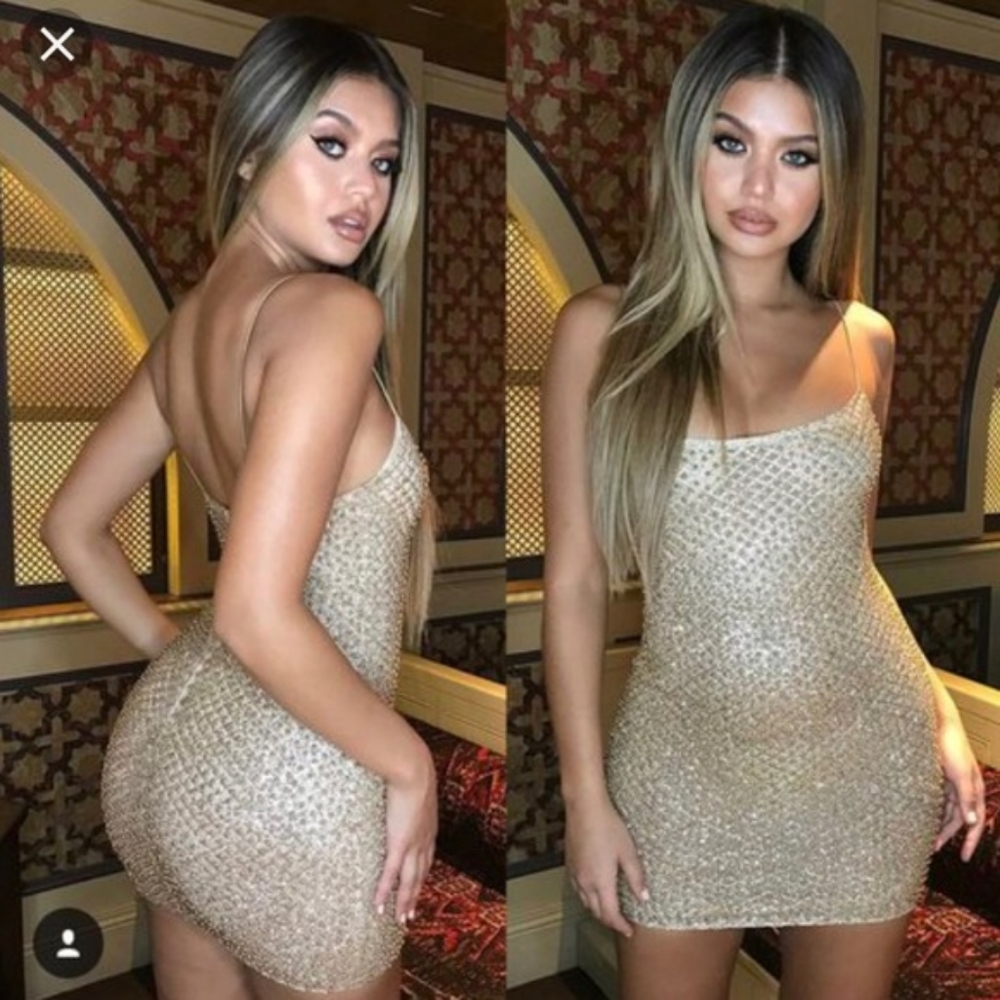 COPY - Oh Polly Gold Beaded Dress